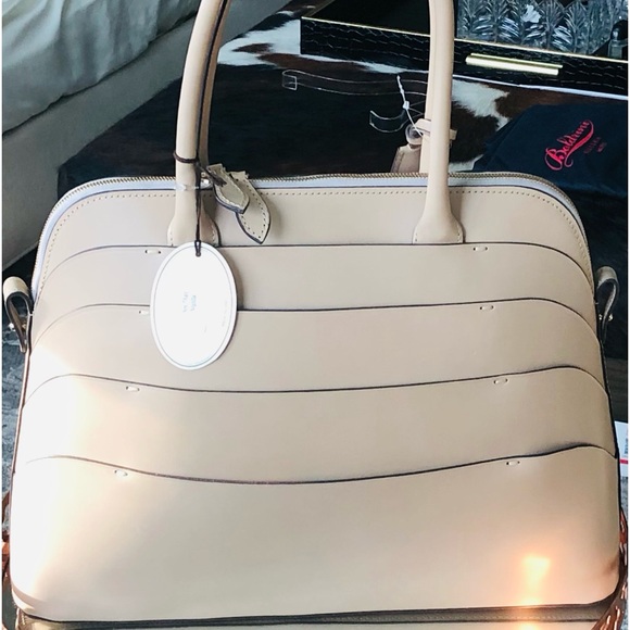 BOLDRINI SELLERIA RARE & GORGEOUS LARGE VACCHETTA LEATHER HANDBAG - ARGILLA - Picture 12 of 16